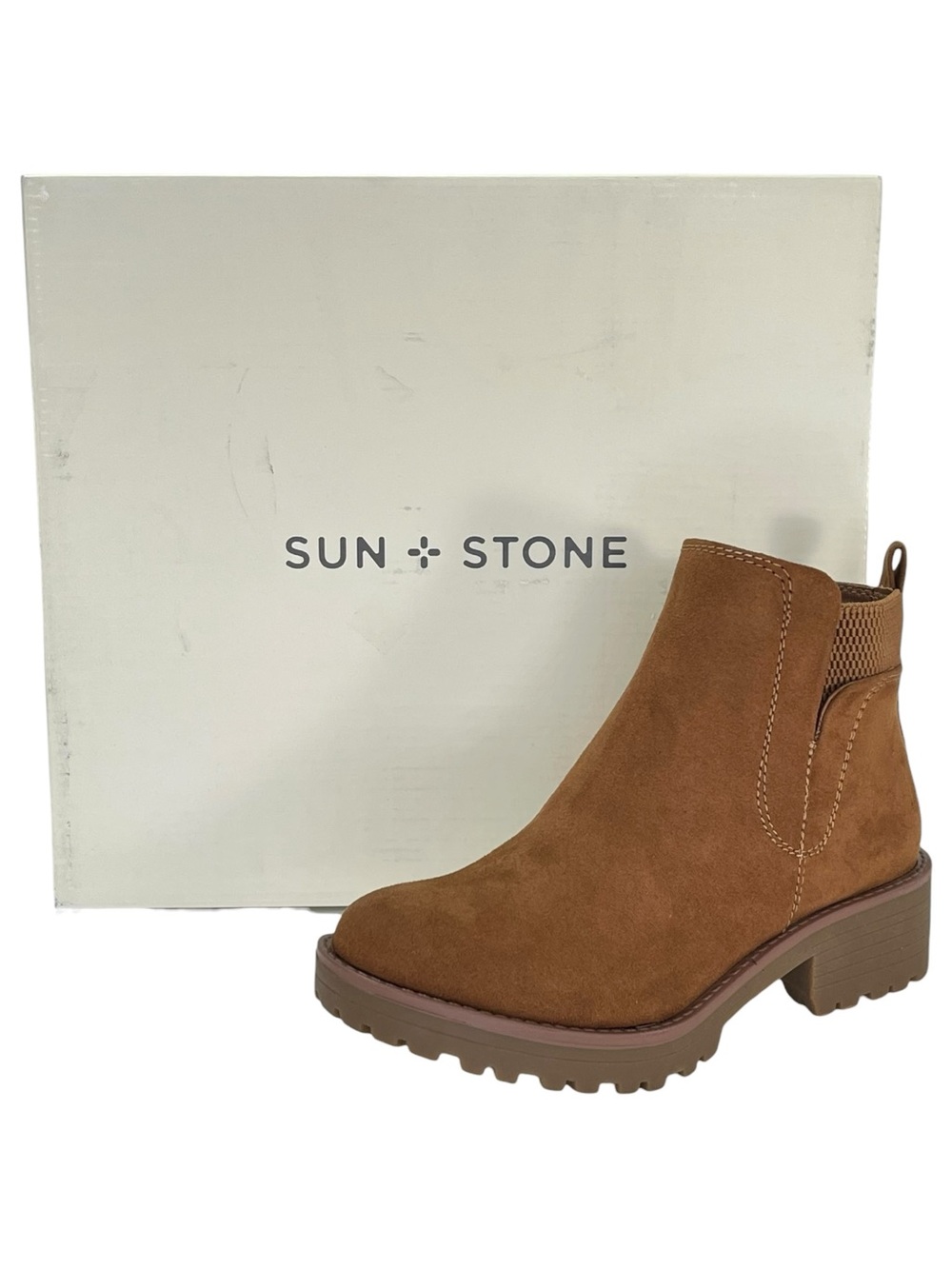 Sun + Stone Kandy Brown Microsuede Womens Ankle Boots Size 5M - Picture 12 of 12
